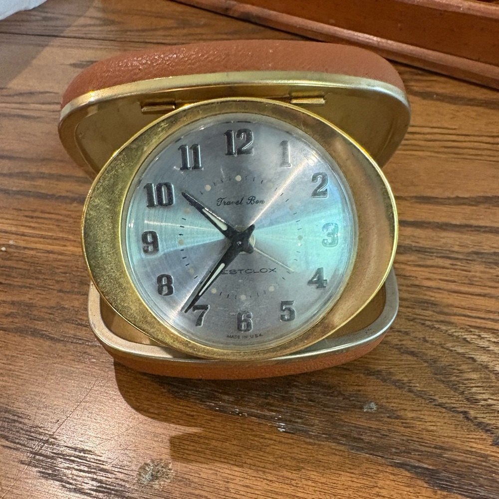 Gold and Silver Westclox Vintage Travel Alarm Clock